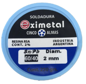 ESTAÑO SOLDADURA 60% 2MM - 1/4 KG EC62